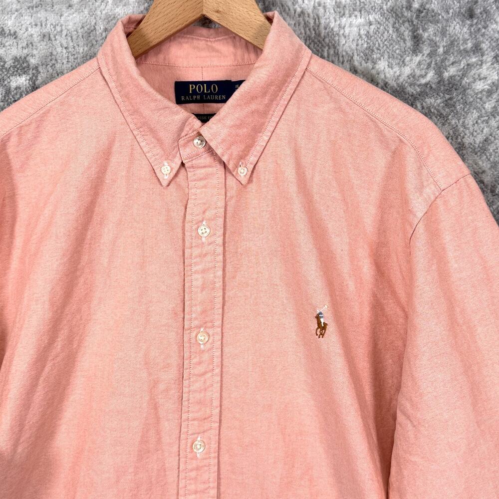 Polo Ralph Lauren Classic Fit Oxford Shirt XXL Mens Salmon Pink Long Sleeve